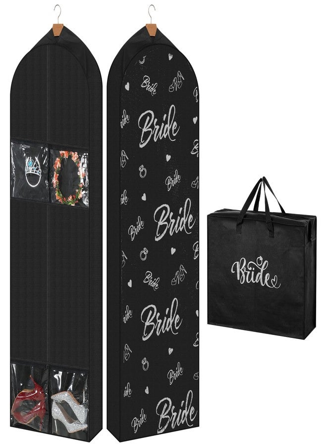 Ribbonlic 2 Packs 70" Wedding Dress Garment Bag with 8" Wedding Garment Gusseted Tote Bag for Storage and Travel Prom - Image 1
